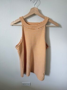 Anthropologie Orange & White Striped Tank Top